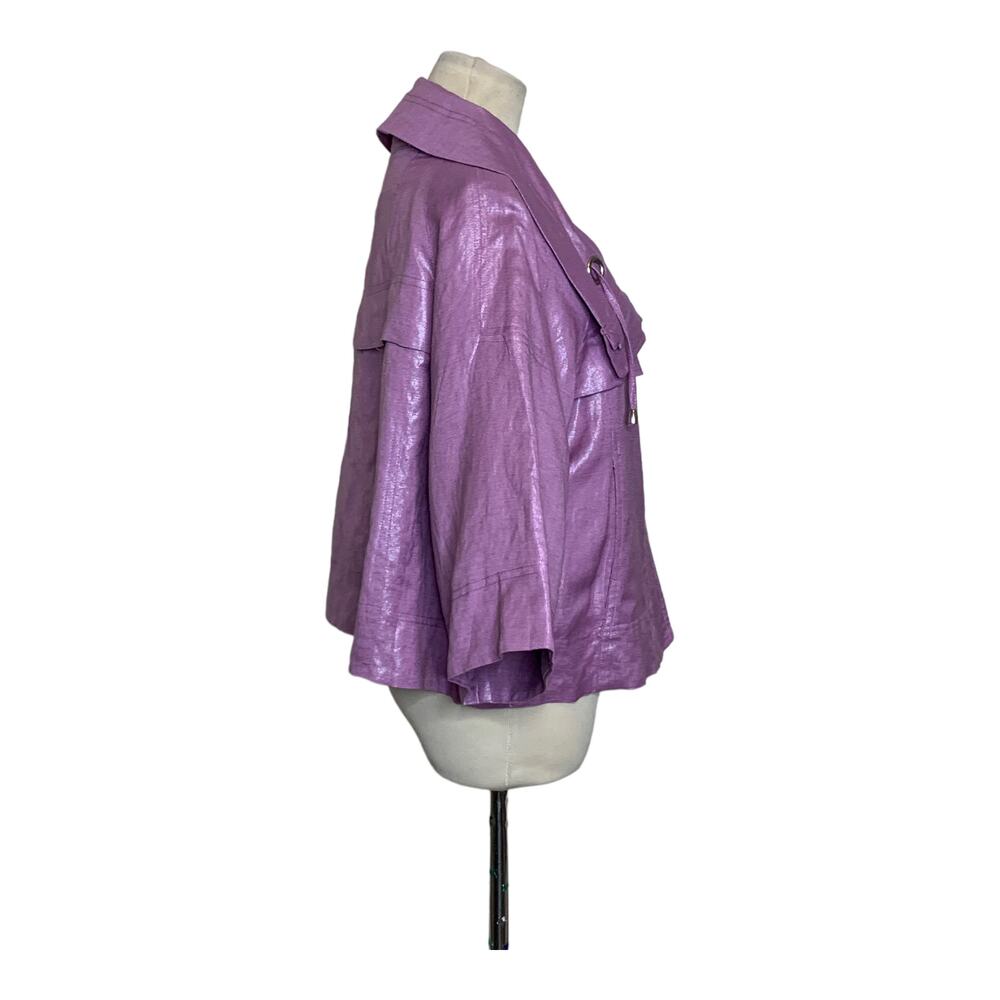 Sandro purple 3/4 sleeves zipper jacket size Large - Picture 6 of 9